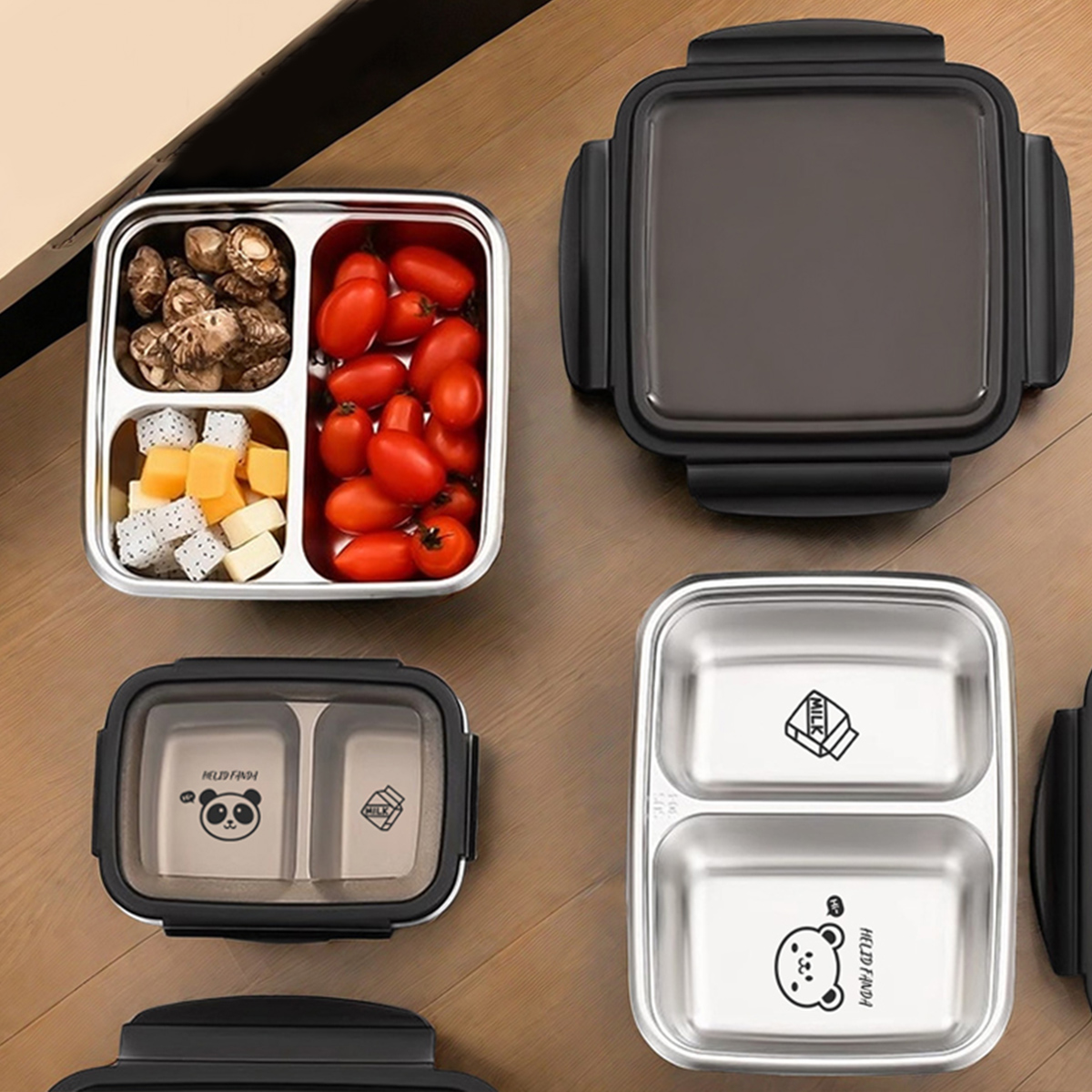 Food Storage Box Large - WORTHBUY 2/3 Grids 304 Stainless Steel