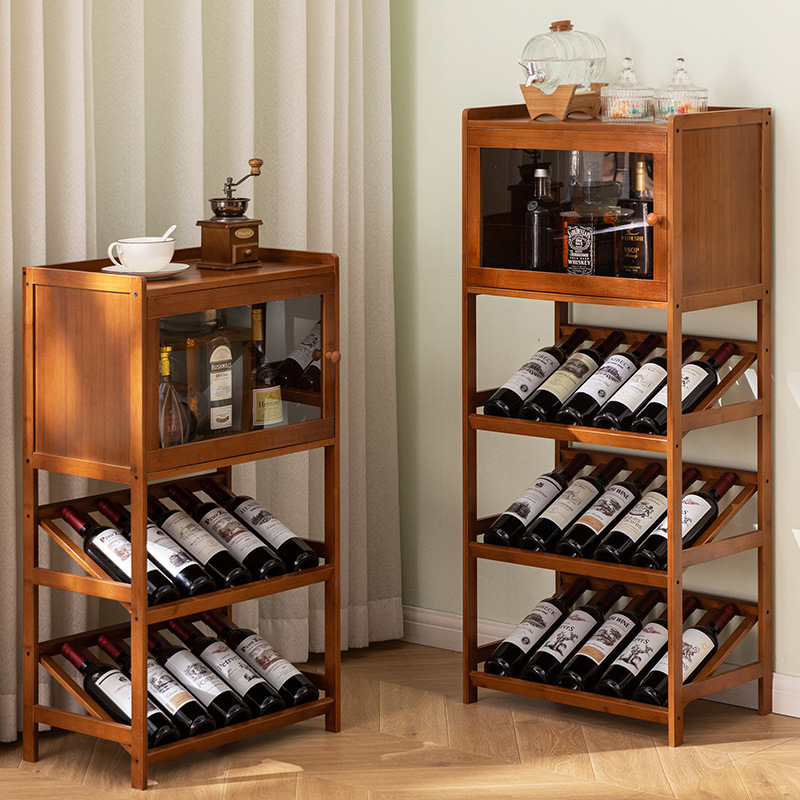 Food Storage Shelving - Solid Bamboo Wine Rack 3/4-Tier Floor