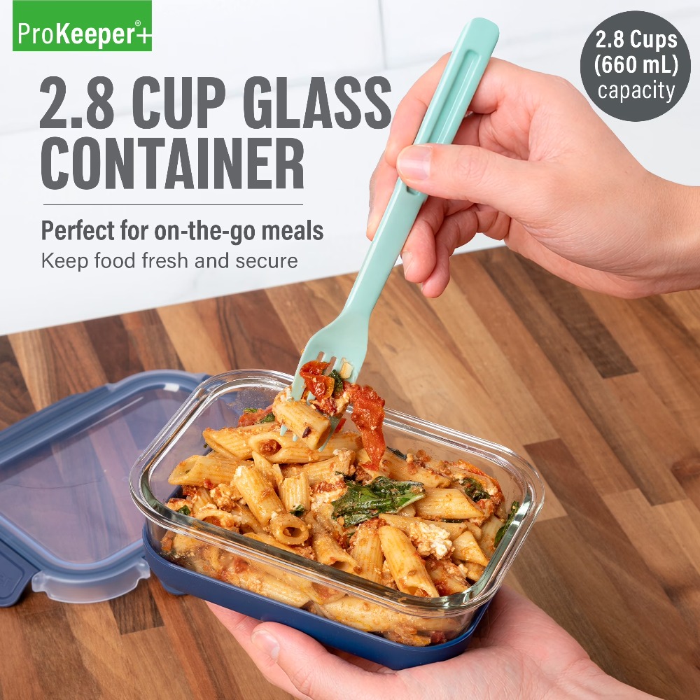 Glass Meal Prep Container - 2.8 Cup Glass Food Storage Container