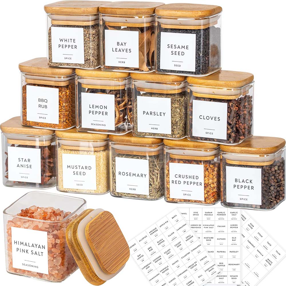 Glass Meal Prep Container - 5oz Glass Jars Set with Spice