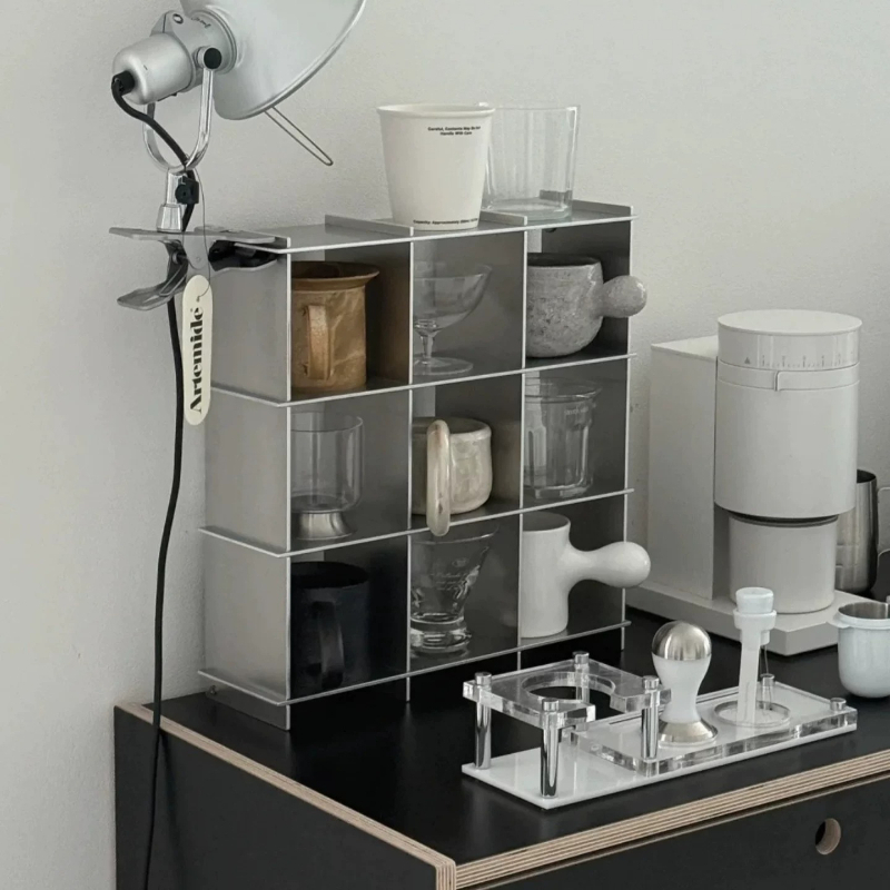 Food Storage Shelving - Minimalist Aluminum Alloy Countertop Mug Storage