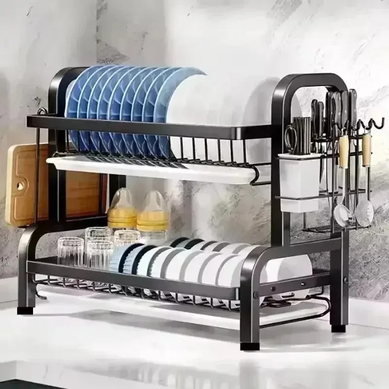 Food Storage Shelving - Kitchen dish storage rack, cabinets layered