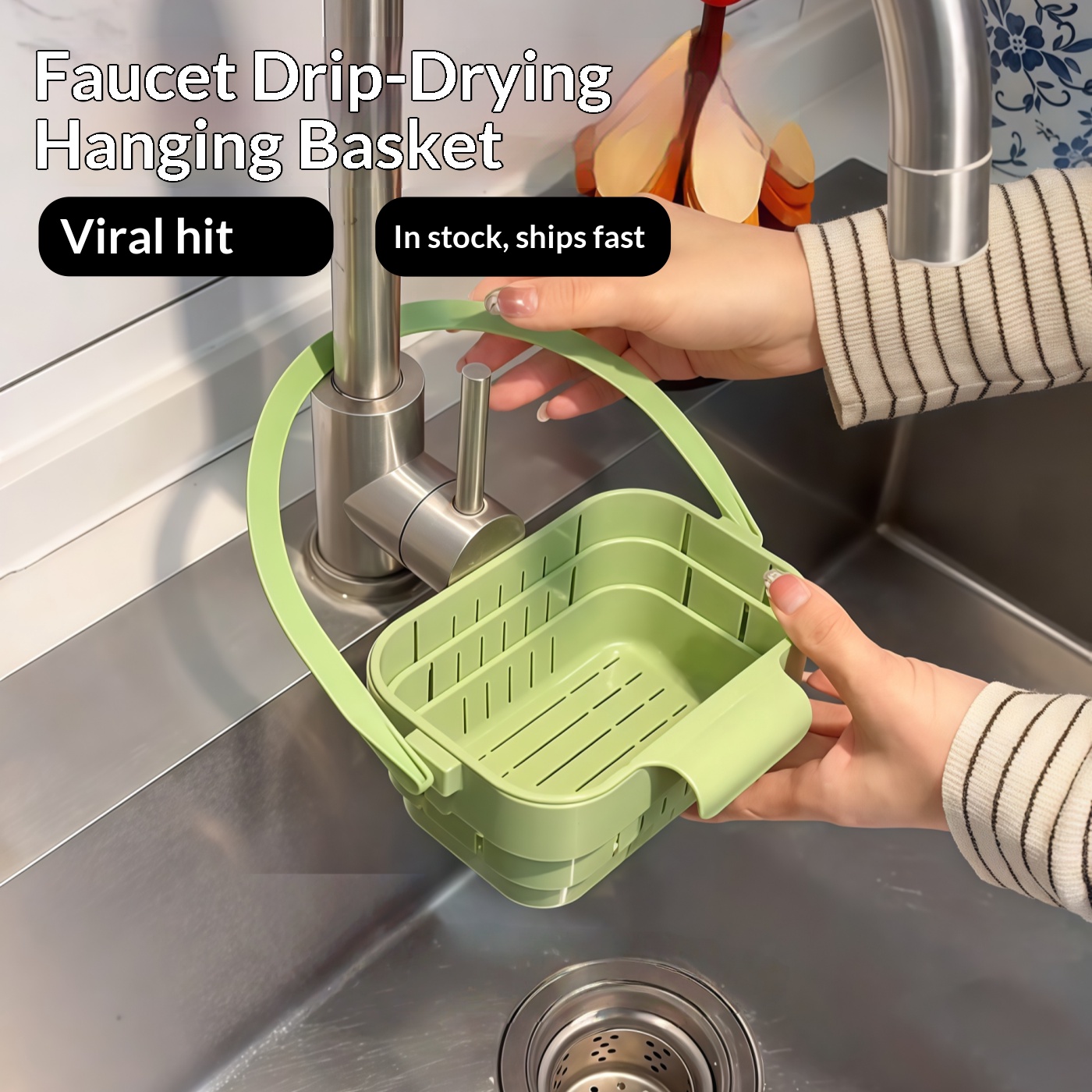 Food Storage With Colander - Foldable Sink Strainer Basket Hanging Faucet