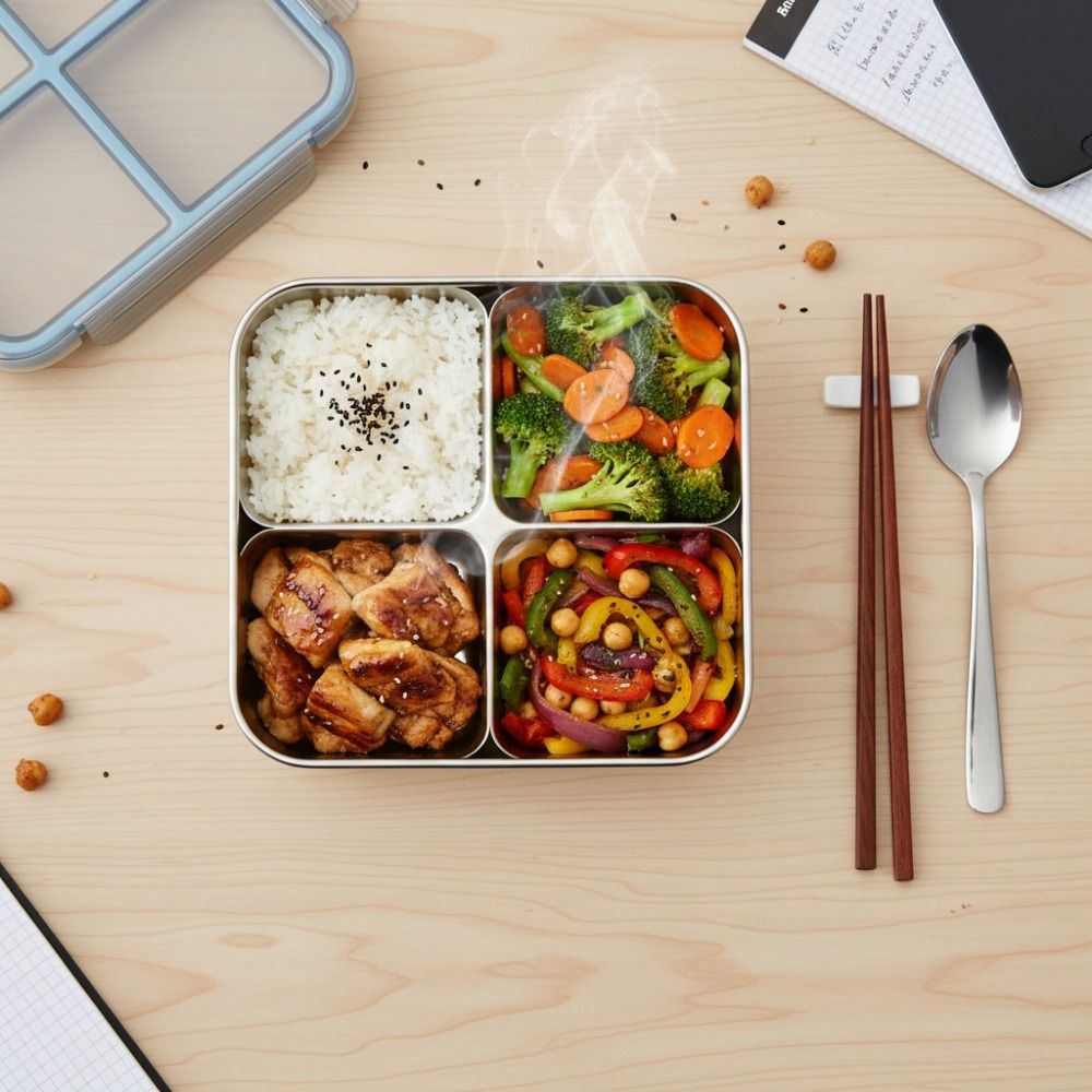 Food Storage Microwave Safe - Easy To Clean Square 4 Grid