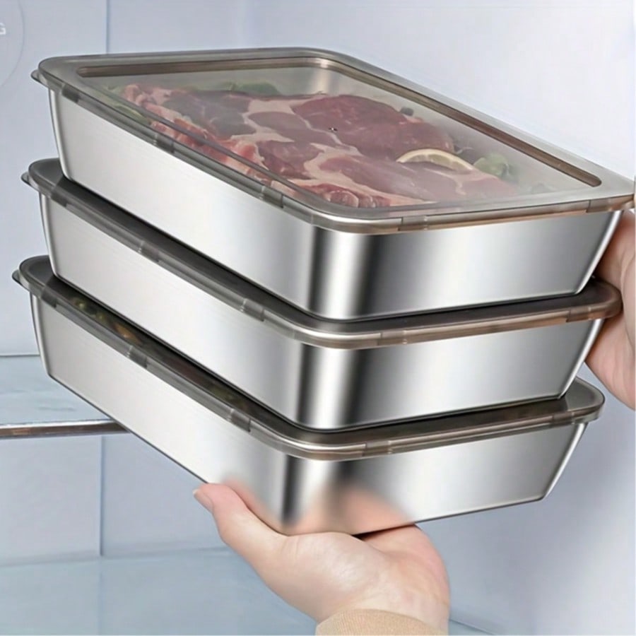 Food Storage Stainless Steel Containers - 6pcs(3 Boxes+ 3 Lids) Stainless Steel