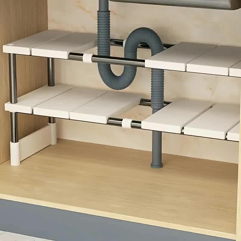 Food Storage Shelving - Adjustable Under-Sink Storage Rack - Stainless