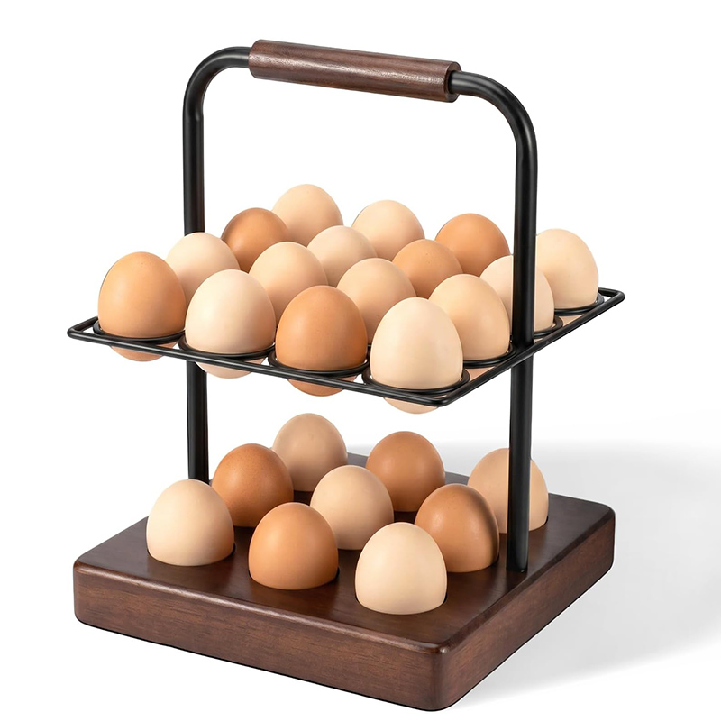 Egg Storage Holder - Farmhouse Egg Holder for Countertop, 2-Tier