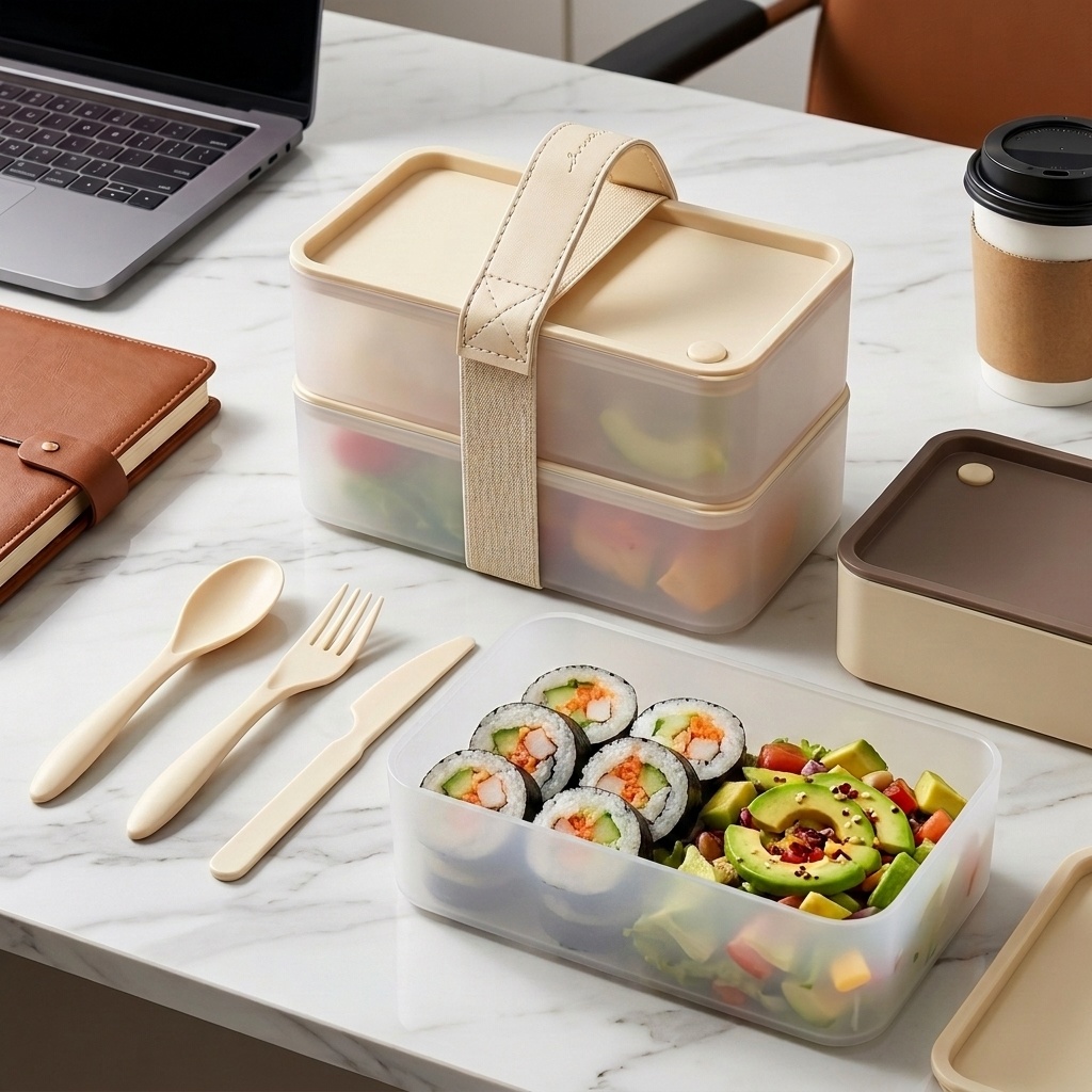 Food Storage Box Large - Portable Plastic Food Container Reusable Square