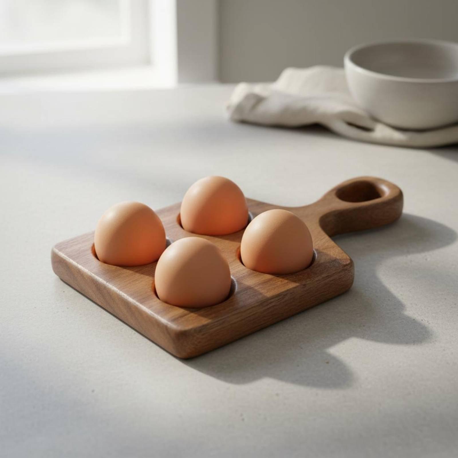 Egg Storage Holder - Beech Wood Egg Tray Deep Slot