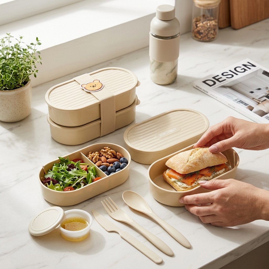 Food Storage Microwave Safe - Double Layer Oval Lunch Box With