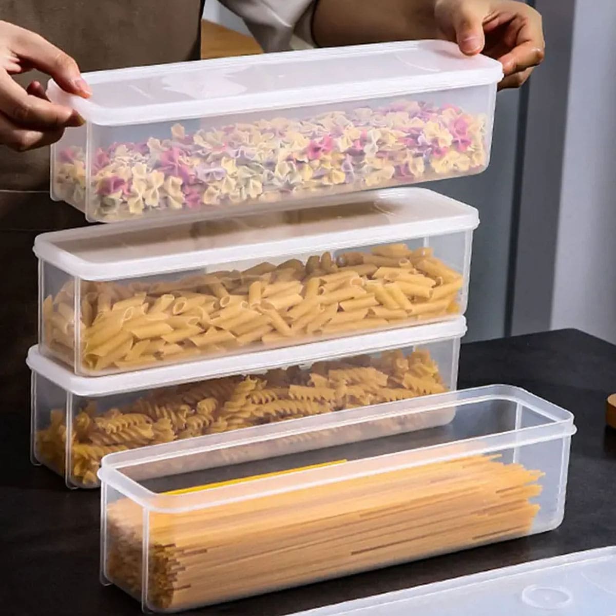 Food Storage With Colander - 1 Plastic Transparent Storage Box, Refrigerator
