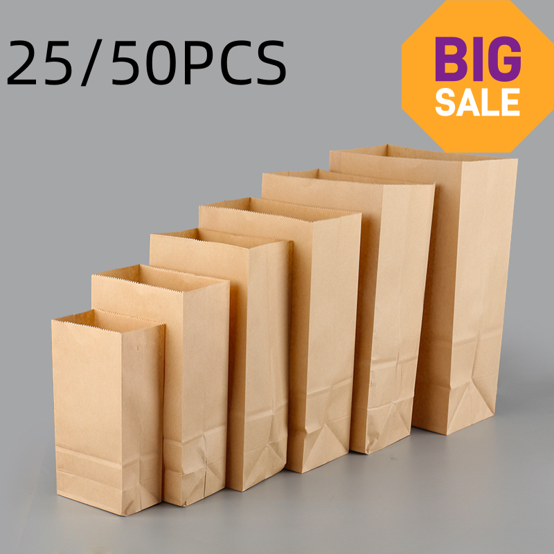 25/50pcs Brown Kraft Paper Bag - Food Storage Plants recension och pris