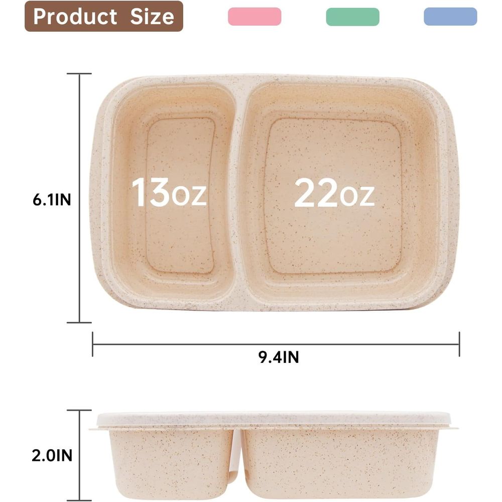 4 Pack Bento Lunch Box, 2 Comp - Food Storage Microwave Safe recension och pris