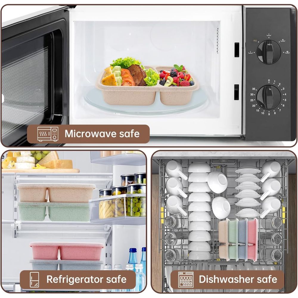 4 Pack Bento Lunch Box, 2 Comp - Food Storage Microwave Safe recension och pris