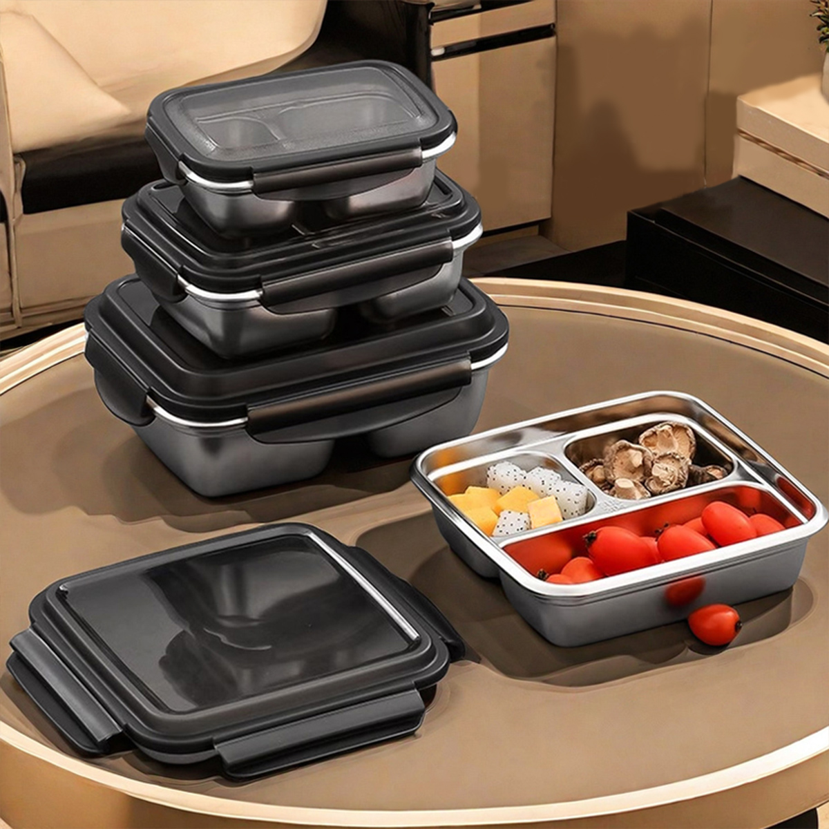 WORTHBUY 2/3 Grids 304 Stainle - Food Storage Box Large recension och pris