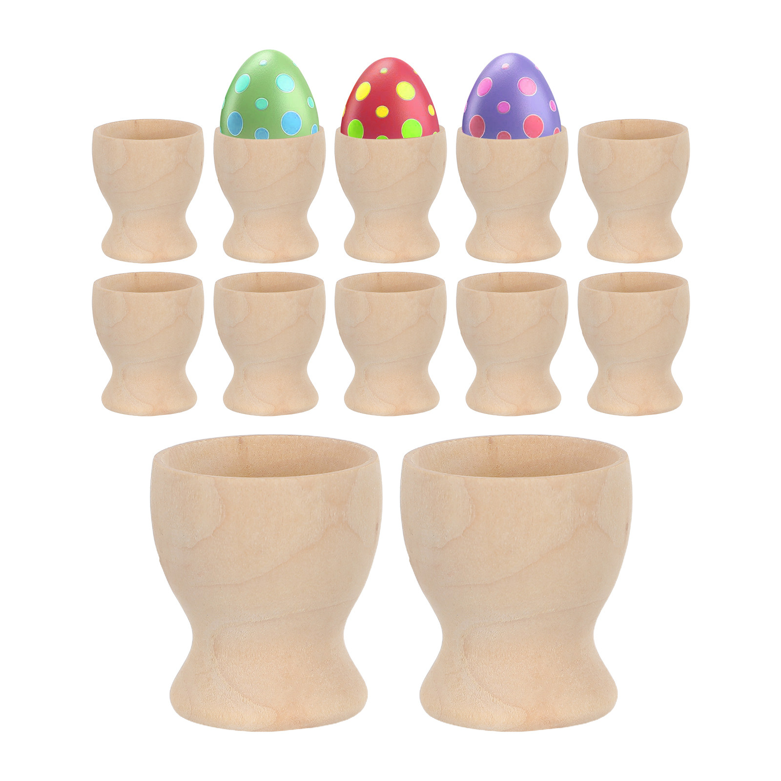 12Pcs Wooden Egg Cup DIY Blank - Egg Storage Holder recension och pris