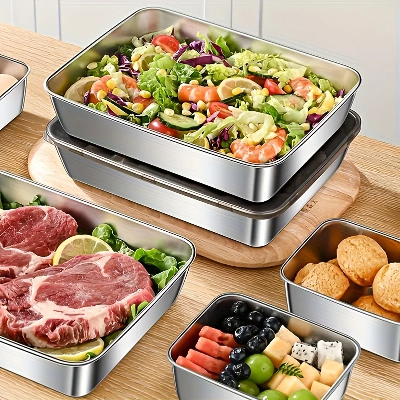 5pcs Stainless Steel Food Stor - Food Storage With Colander recension och pris