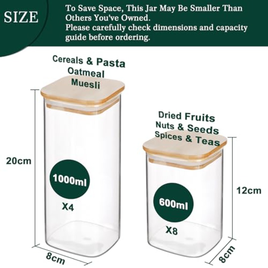 12-Pack Square Glass Storage J - Food Storage Glass Jar recension och pris