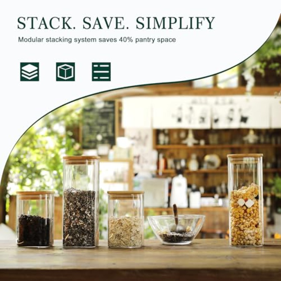 12-Pack Square Glass Storage J - Food Storage Glass Jar recension och pris