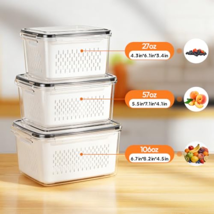 Fruit Storage Containers for F - Food Storage With Colander recension och pris