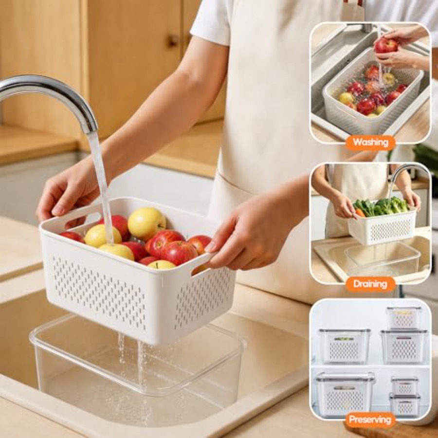 Fruit Storage Containers for F - Food Storage With Colander recension och pris