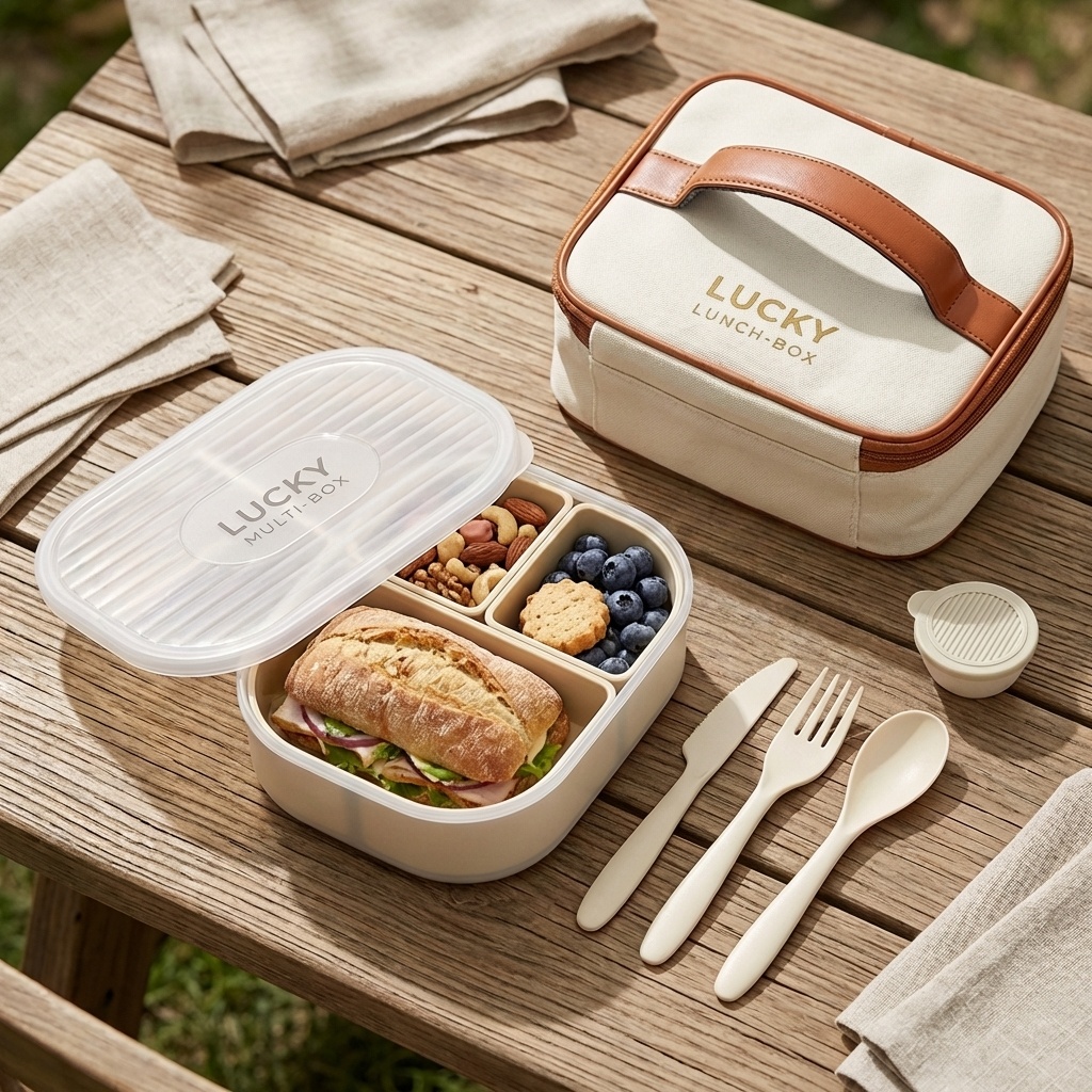 Portable Divided Plastic Lunch - Food Storage Microwave Safe recension och pris