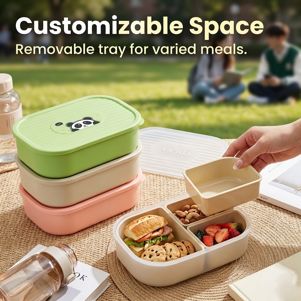 Portable Divided Plastic Lunch - Food Storage Microwave Safe recension och pris