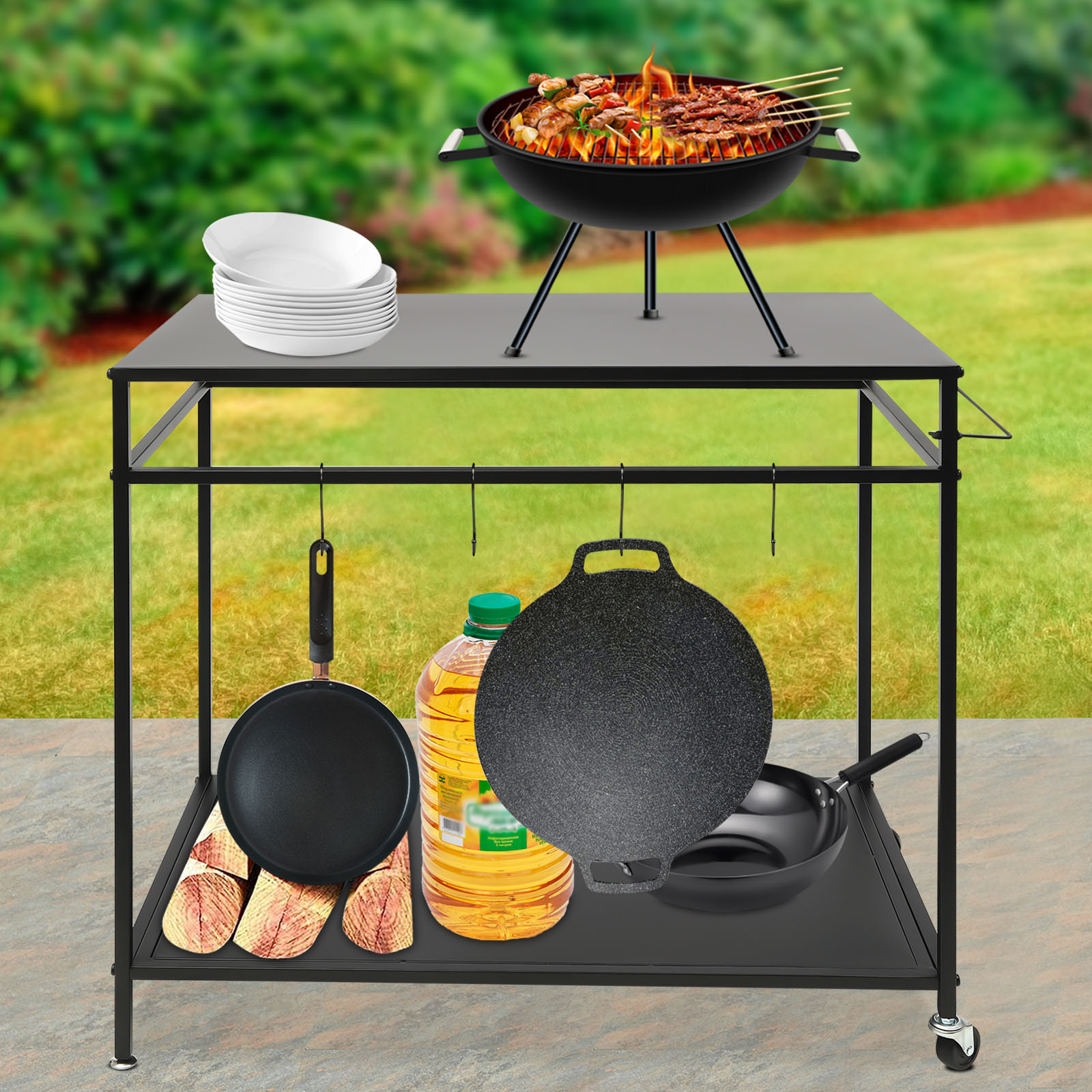 Double-Shelf Movable Cooking T - Food Storage Shelving recension och pris