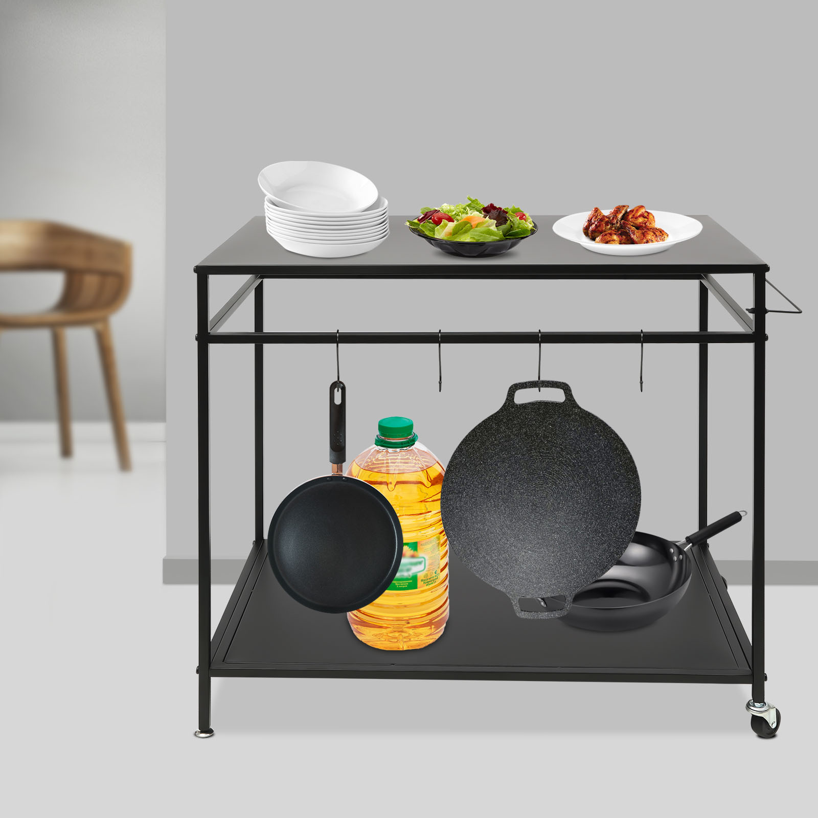Double-Shelf Movable Cooking T - Food Storage Shelving recension och pris