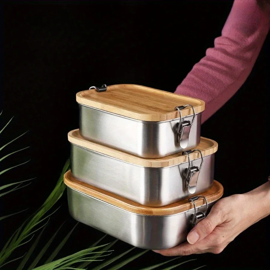 New 304 Stainless Steel Bamboo - Food Storage With Colander recension och pris