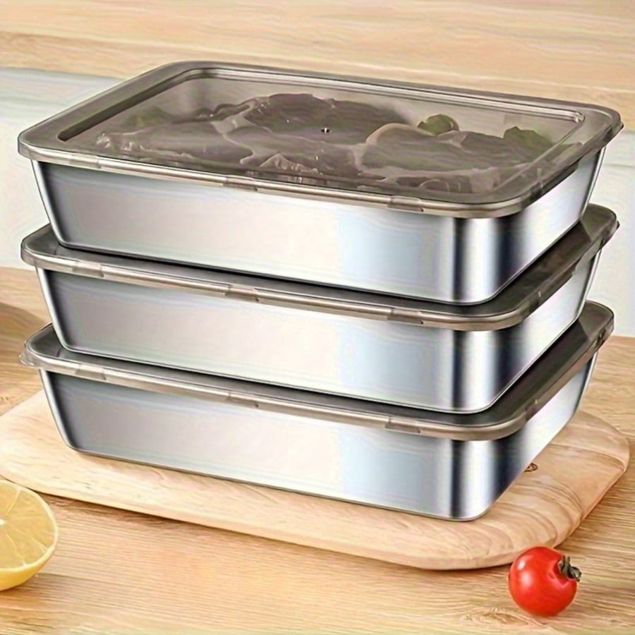 6pcs(3 Boxes+ 3 Lids) Stainles - Food Storage Stainless Steel Containers recension och pris