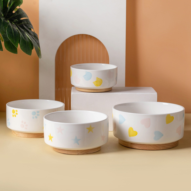 Ceramics Dog Bowl with Wood Ma - Food Storage Safety recension och pris