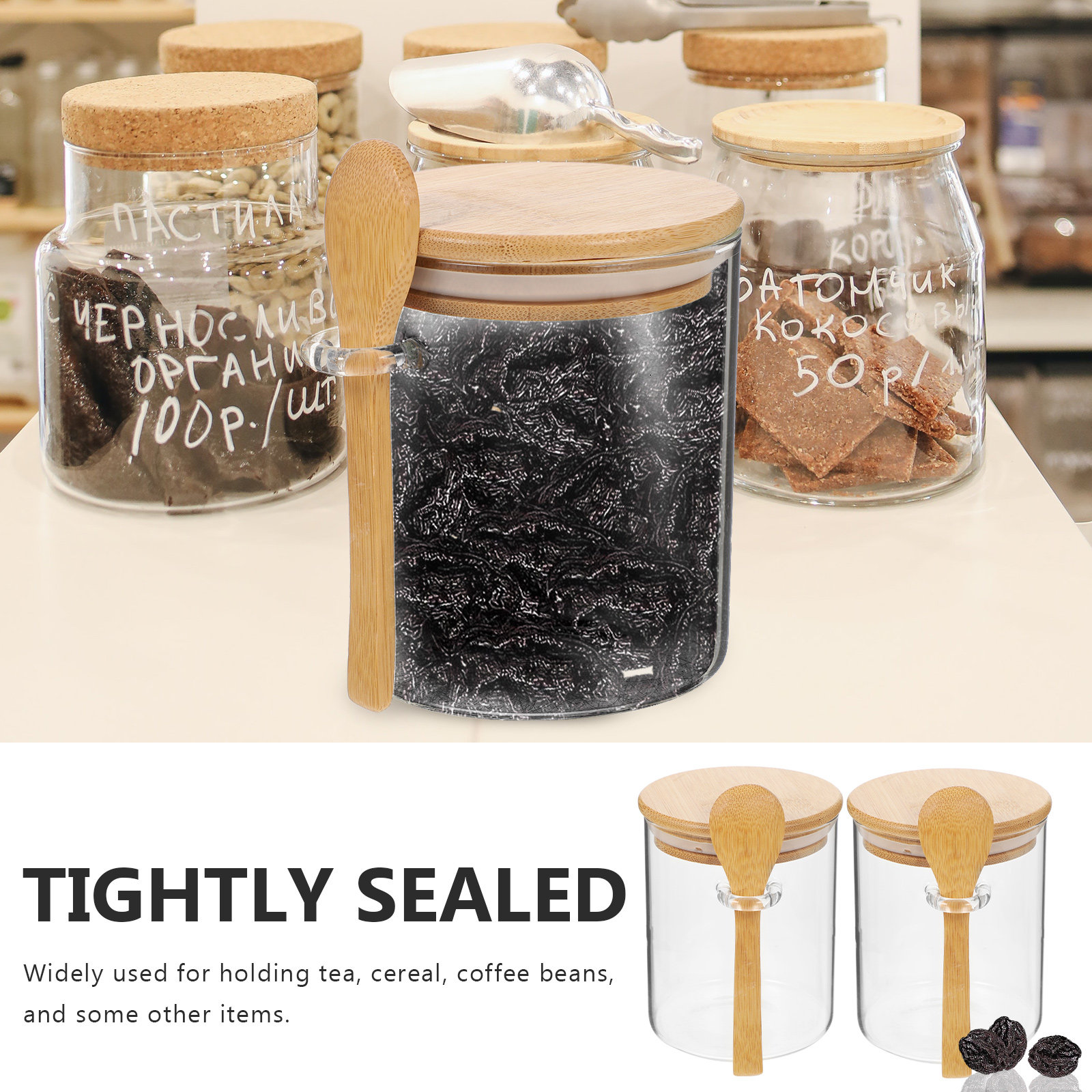 2 Pcs Flour Sugar Storage Cont - Food Storage Glass Jar recension och pris