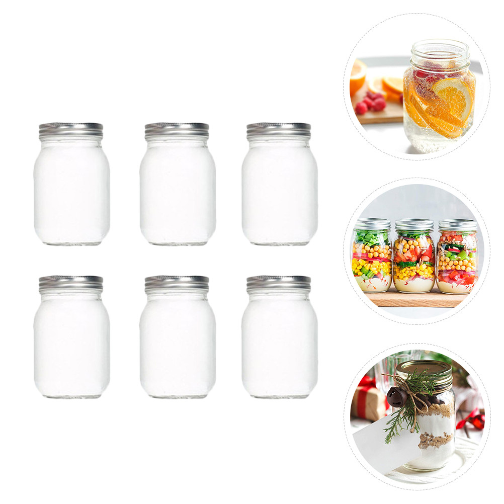 6Pcs Transparent Round Glass J - Food Storage Jars Airtight recension och pris
