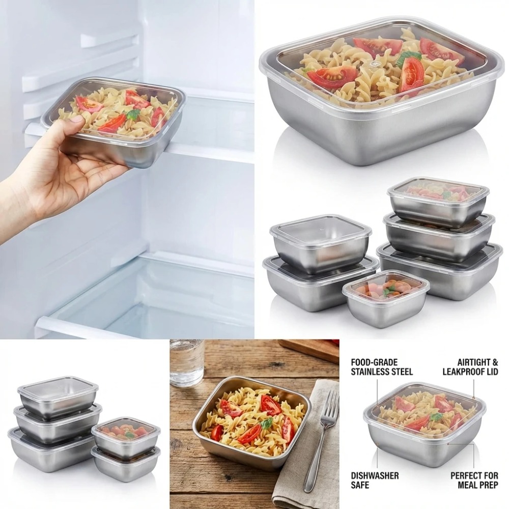 6PCS Stainless Steel Food Stor - Food Storage Stainless Steel Containers recension och pris