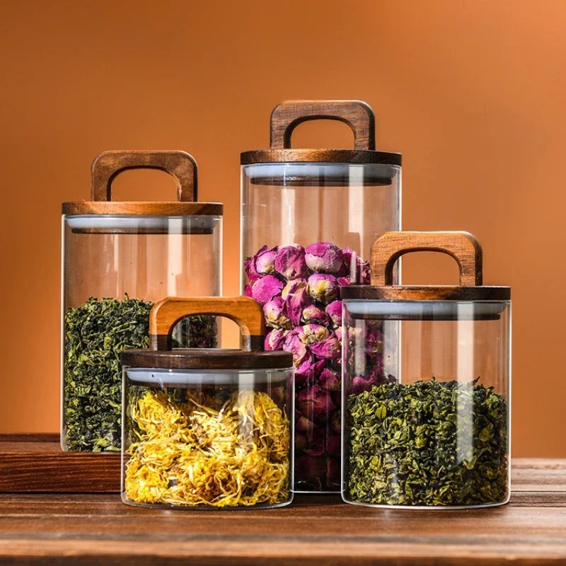 Clear Glass Jar with Bamboo Li - Glass Meal Prep Container recension och pris