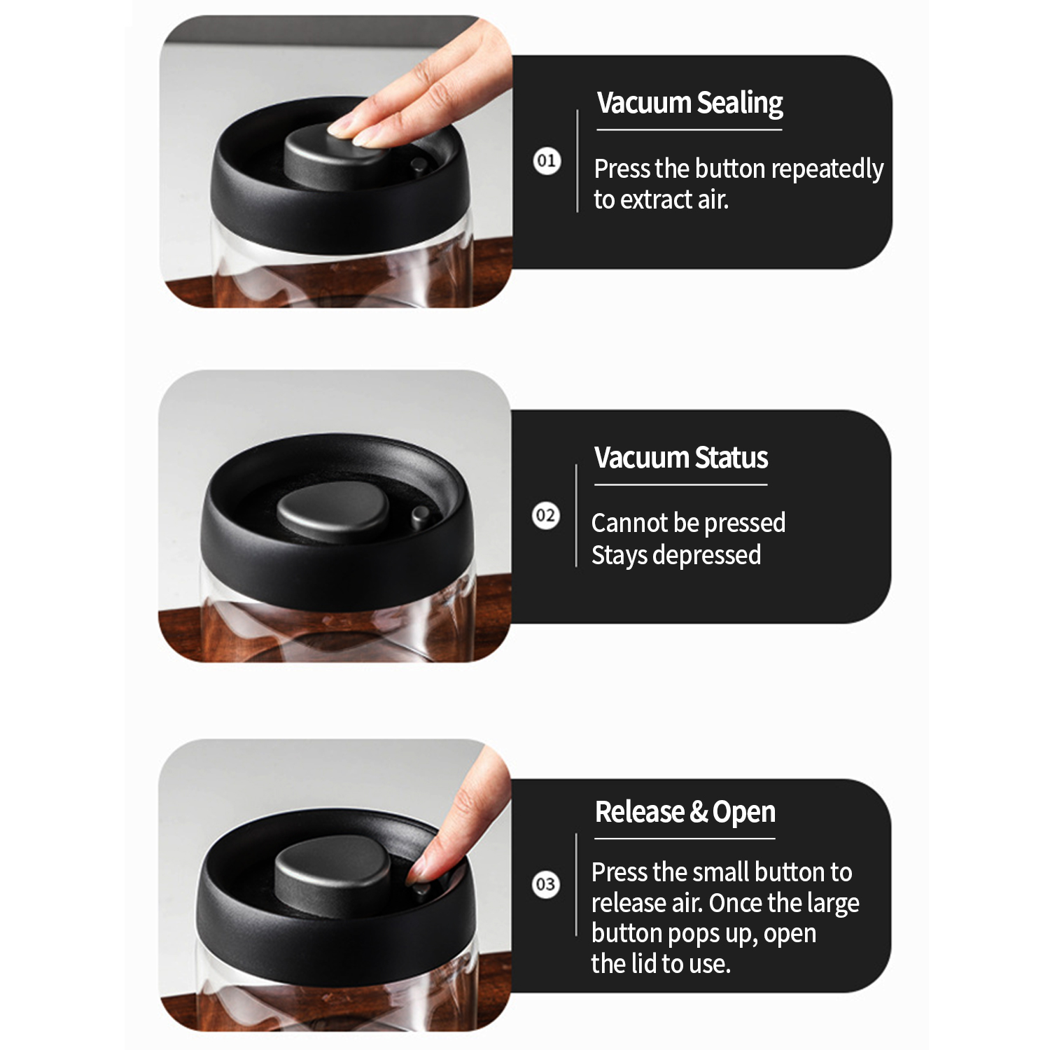 OANKR Vacuum Coffee Canister 5 - Food Storage Jars Airtight recension och pris