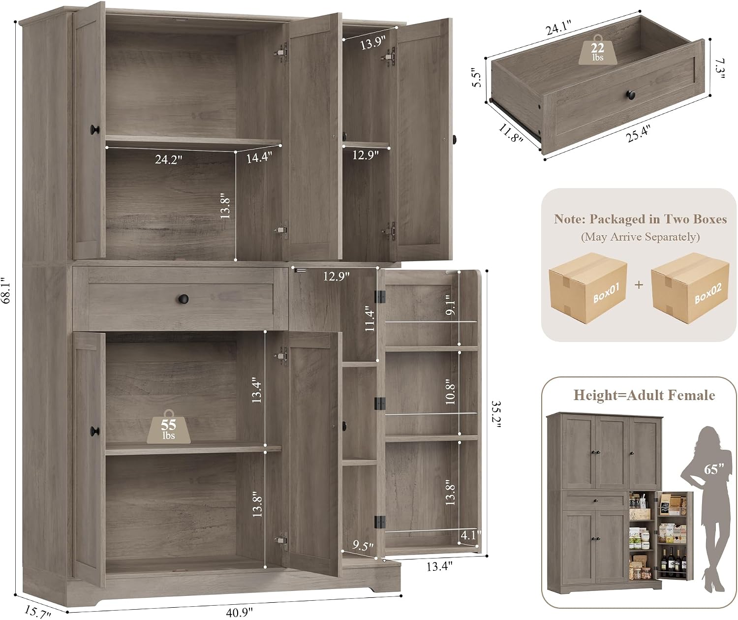 Kitchen Pantry Storage Cabinet - Food Storage Drawers recension och pris