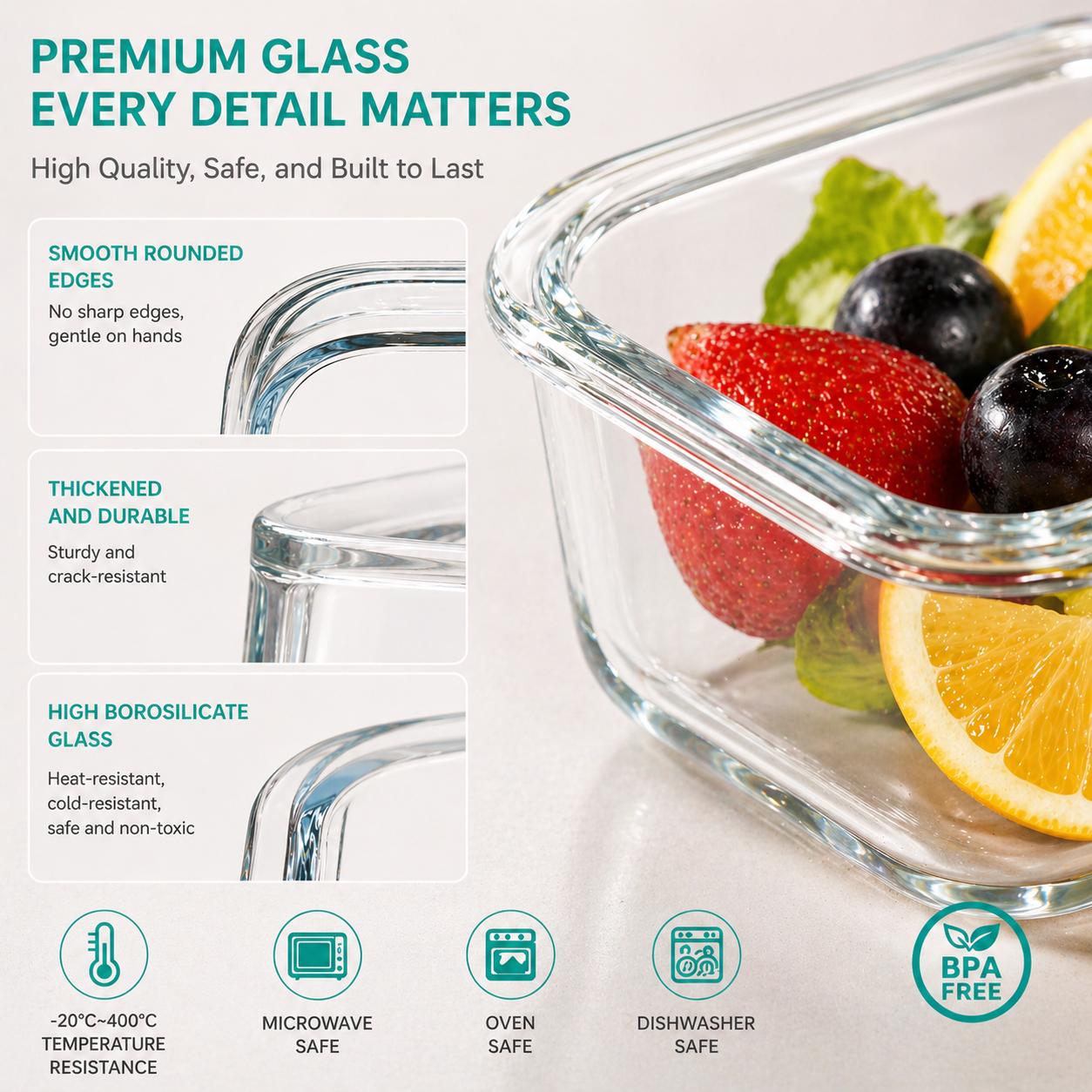 16pcs Sealed Glass Food Storag - Glass Meal Prep Container recension och pris