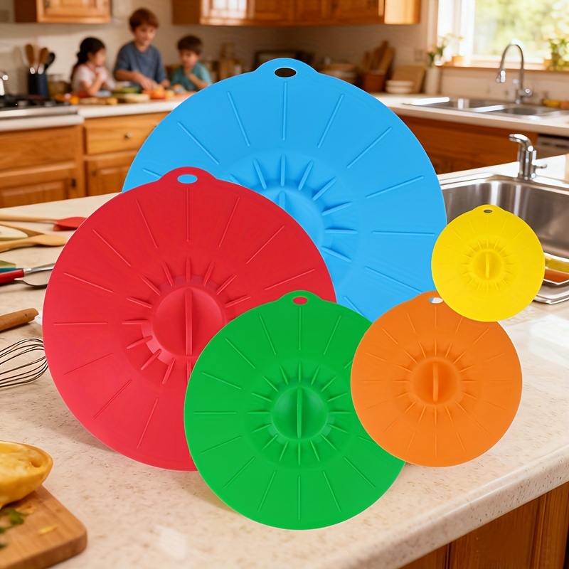 5-Piece Silicone Lids, Heat-Re - Food Storage With Colander recension och pris