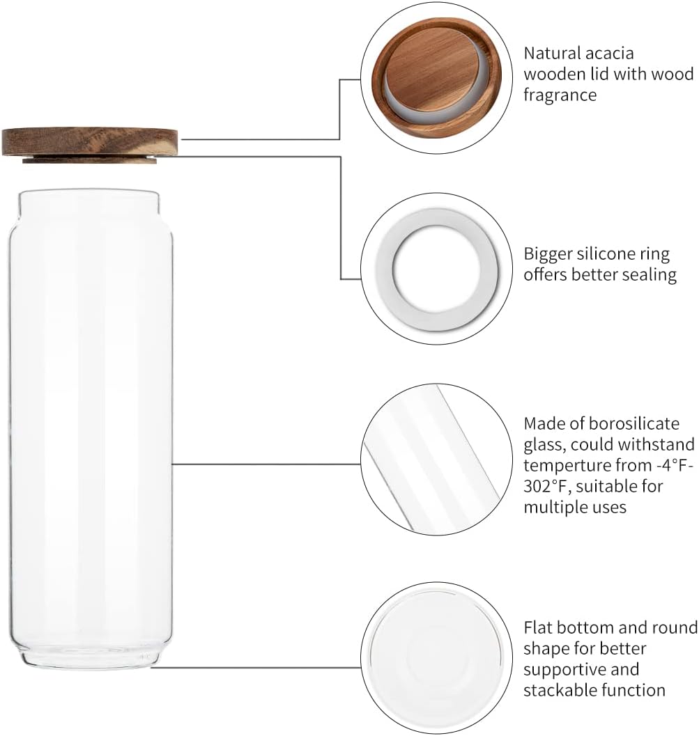 4 Pack 34 OZ Glass Jars with W - Glass Meal Prep Container recension och pris