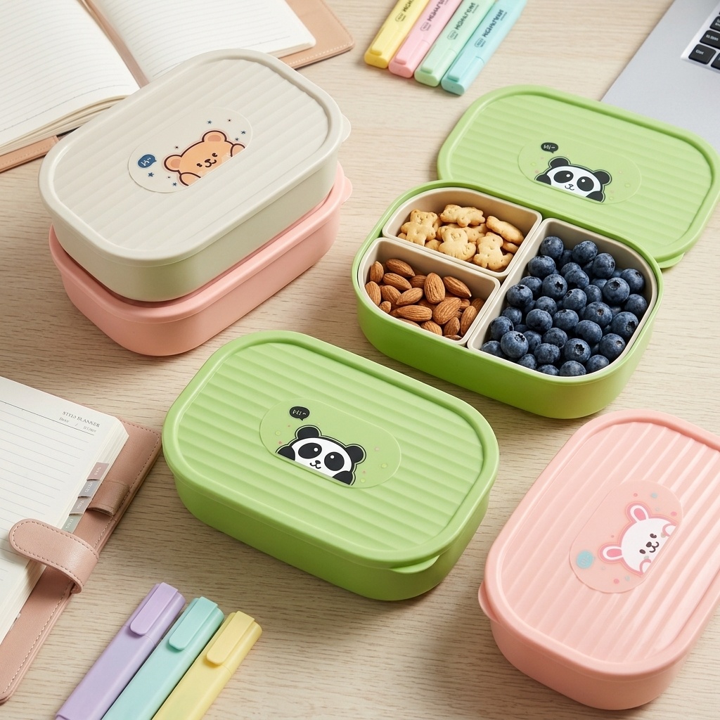 Cute Plastic Divided Lunch Box - Food Storage Microwave Safe recension och pris