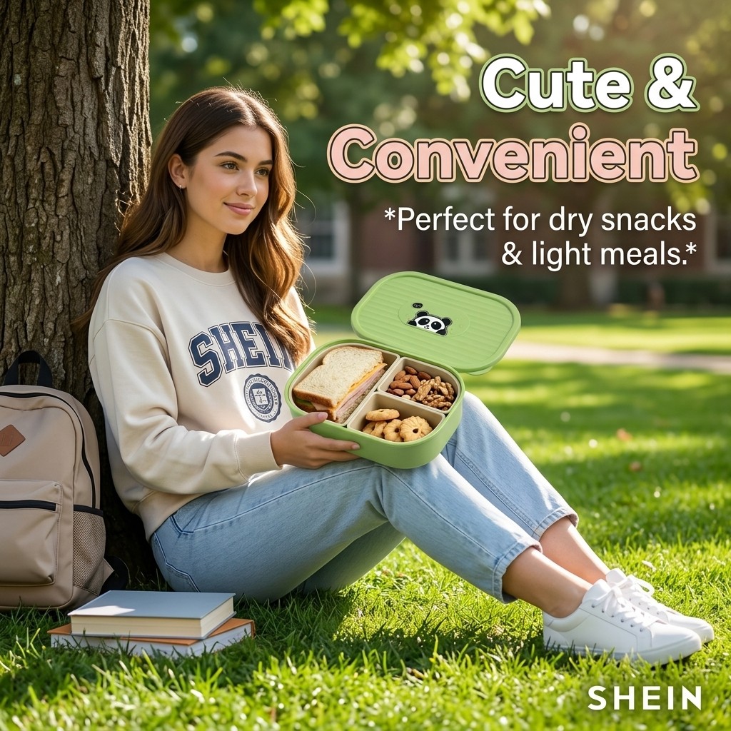 Cute Plastic Divided Lunch Box - Food Storage Microwave Safe recension och pris