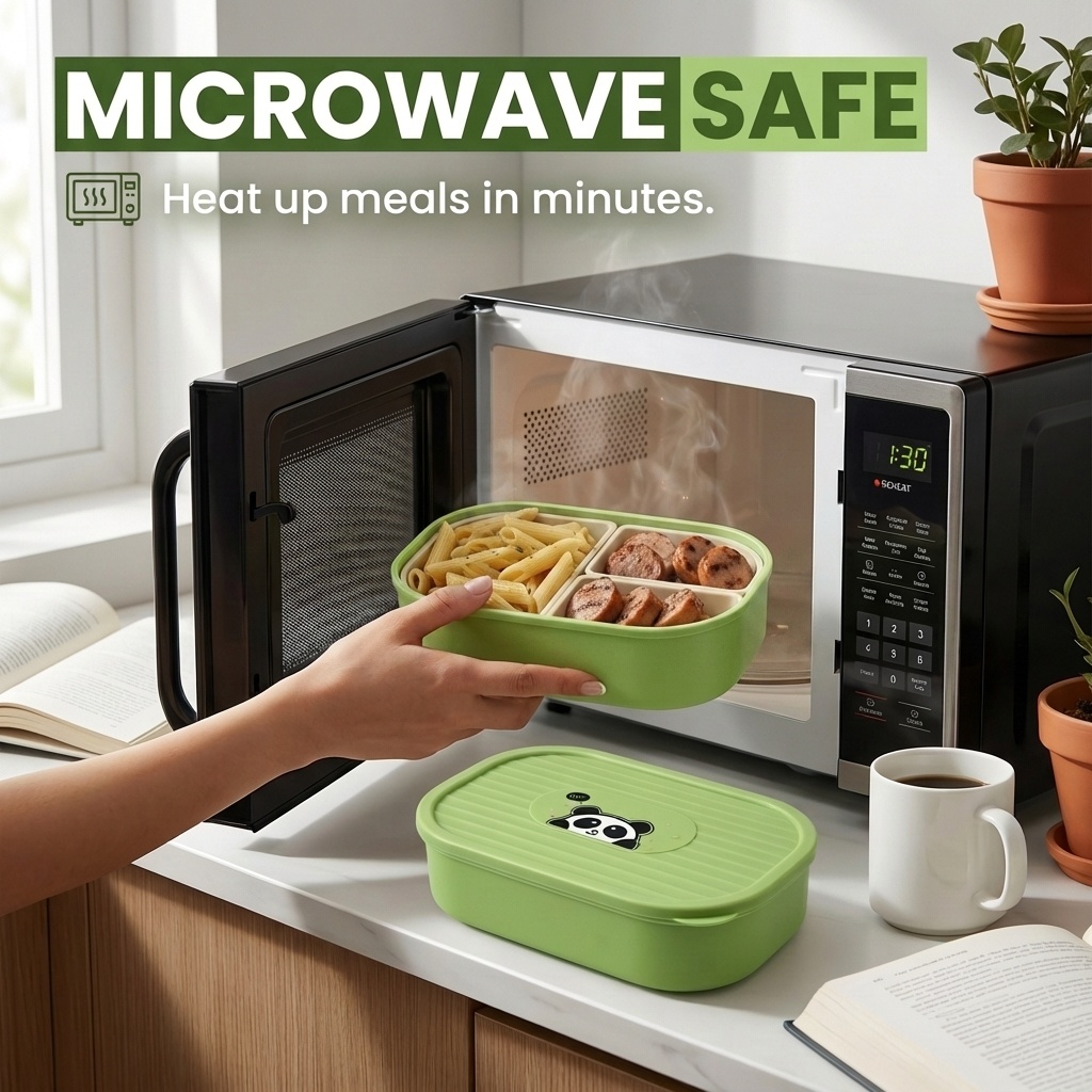 Cute Plastic Divided Lunch Box - Food Storage Microwave Safe recension och pris